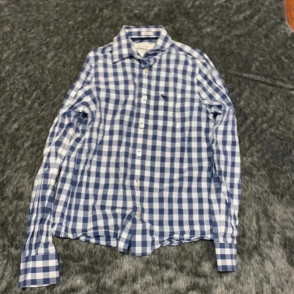 Abercrombie Newyork Boys muscle  checkered box print button down shirt Sz XL